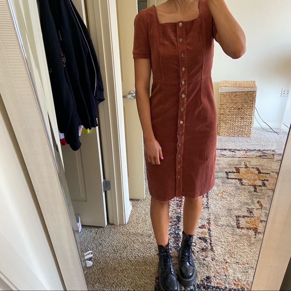 SOLD NWOT Bohme rust corduroy dress - Picture 3 of 7
